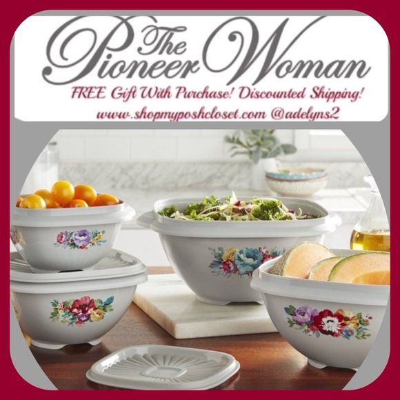 HTF 🌺 New Pioneer Woman 8-Piece Food Storage Set, Sweet Romance • 8 Pieces - Picture 2 of 8